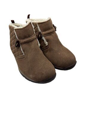 Easy Spirit Womens Quilted Faux-Shearling Lined Brown Ankle Boots Size 6